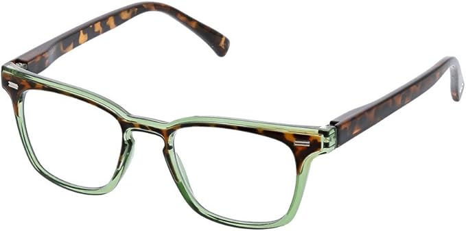 peeperspecs 男式 strut focus 方形蓝色滤光老花镜 green/tortoise